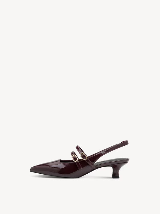 Marco Tozzi Slingback Heel Bordeaux Patent