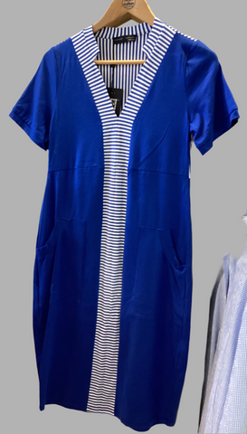 Peruzzi Stripe Jersey Dress- Blue