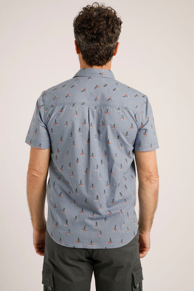 Weird Fish Monto Organic Short Sleeve Shirt Pale Denim