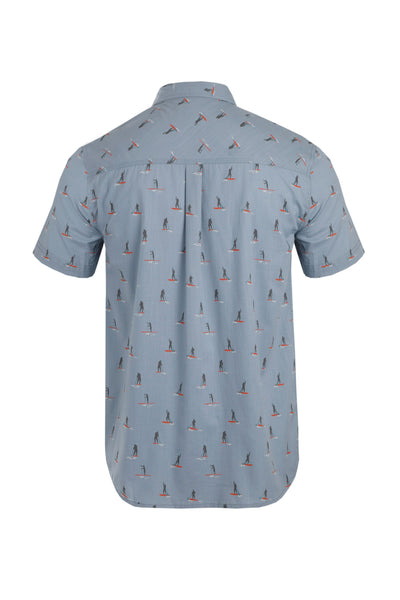 Weird Fish Monto Organic Short Sleeve Shirt Pale Denim