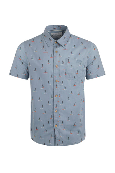 Weird Fish Monto Organic Short Sleeve Shirt Pale Denim