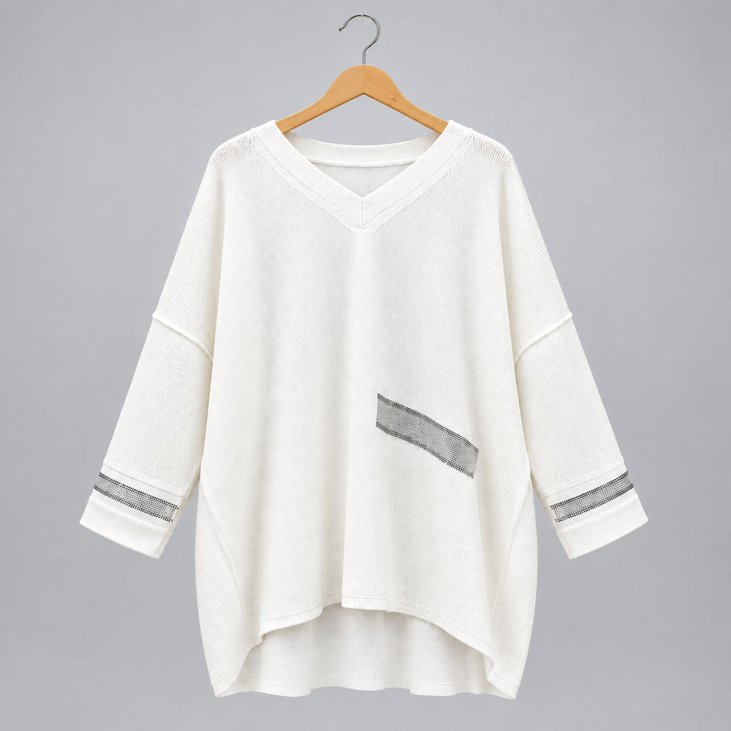 Peruzzi Pleather Trim Knit Ecru