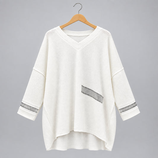 Peruzzi Pleather Trim Knit Ecru