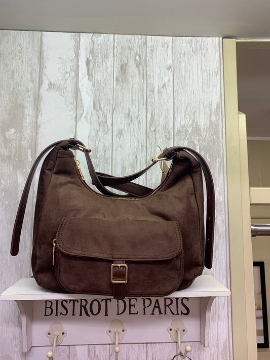 Suede Effect Pocket Cross Body Bag