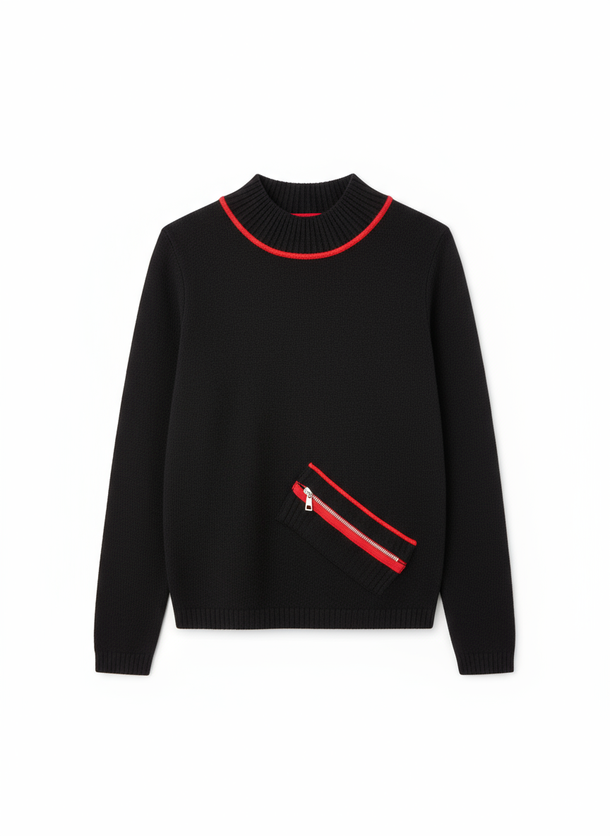 Peruzzi Zip Front Knit- Black