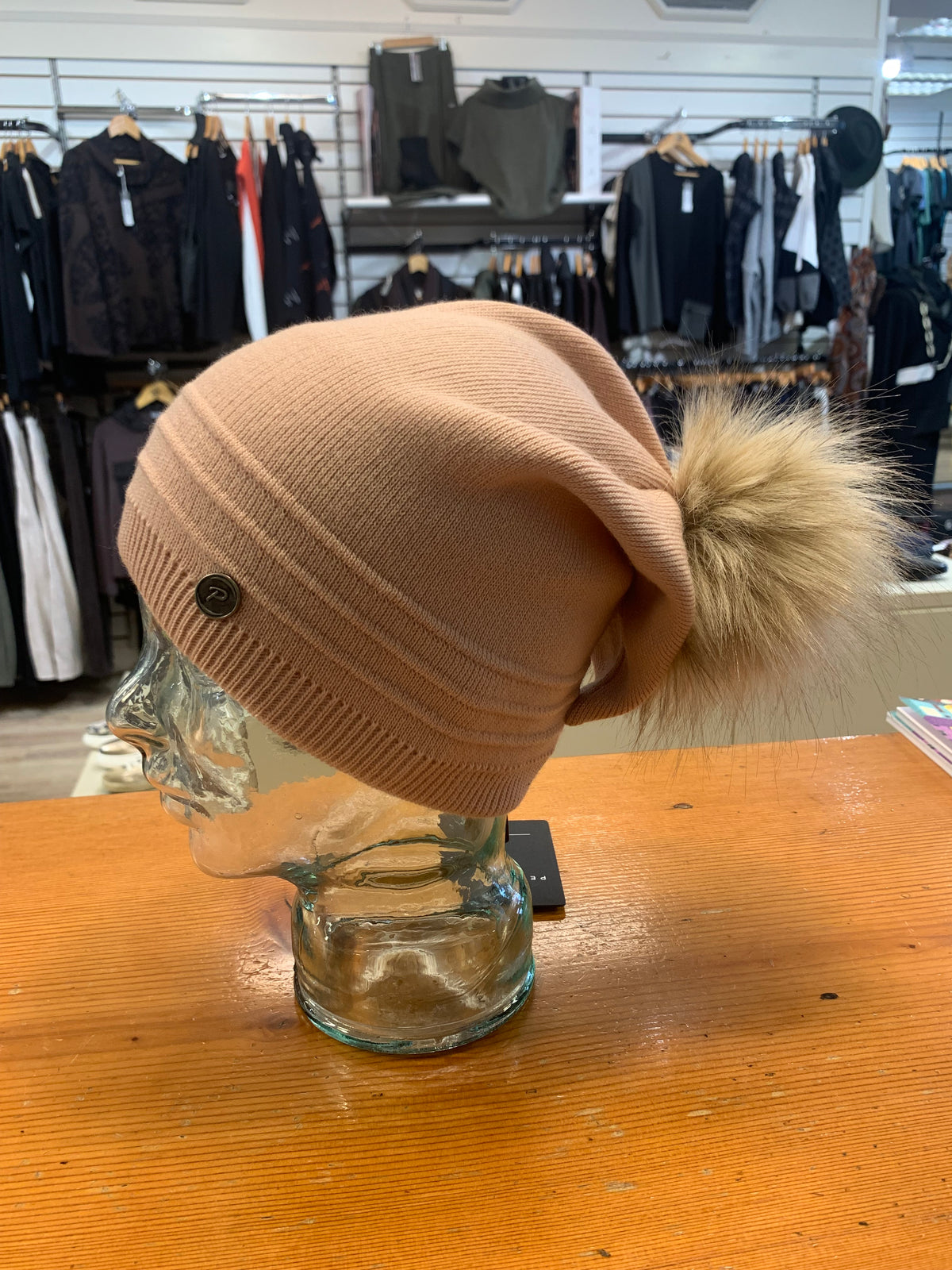 Peruzzi Raised Stripe Slouch Hat Blush Pink