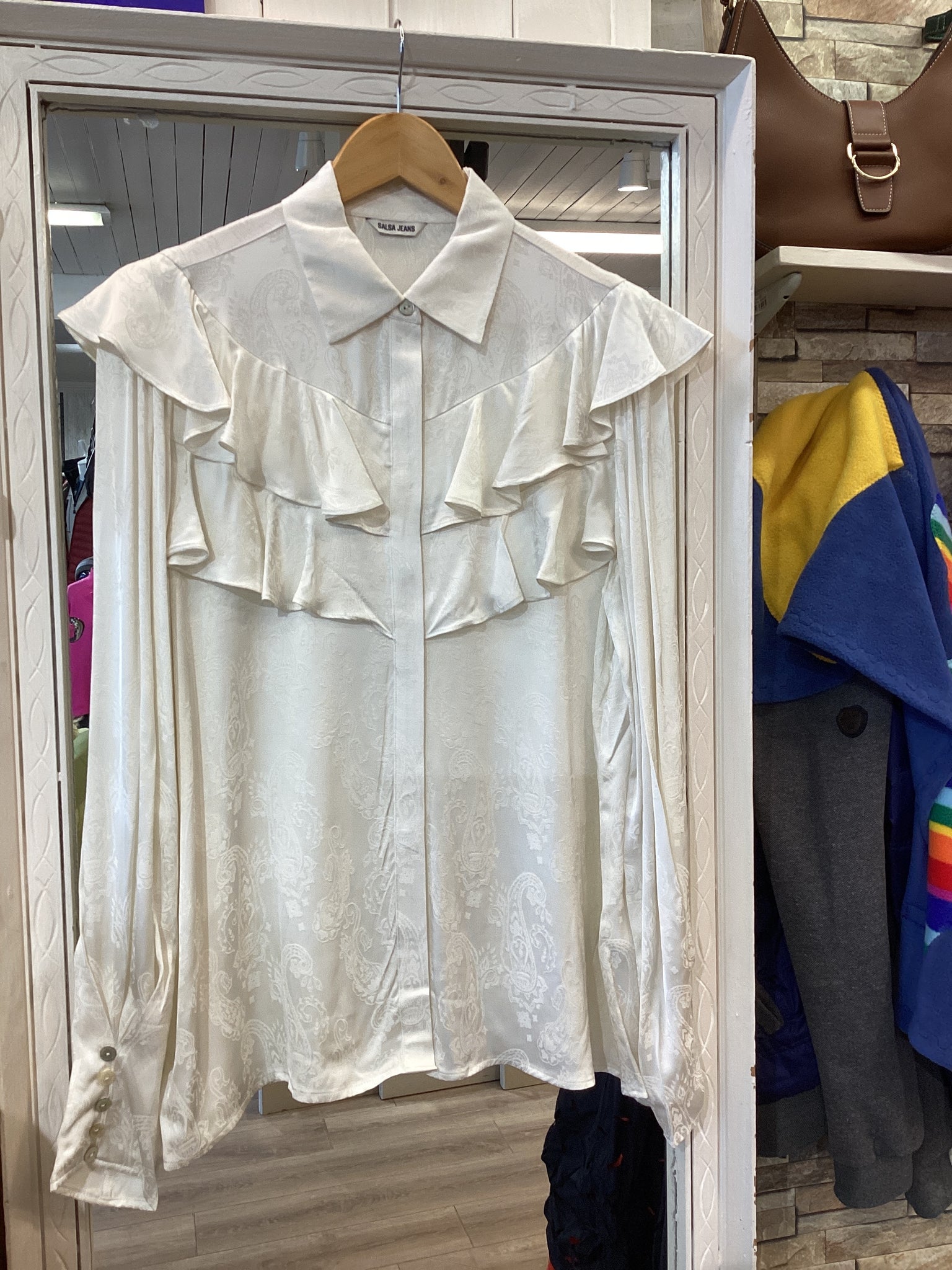 Salsa Shirt With Frills- Pearl