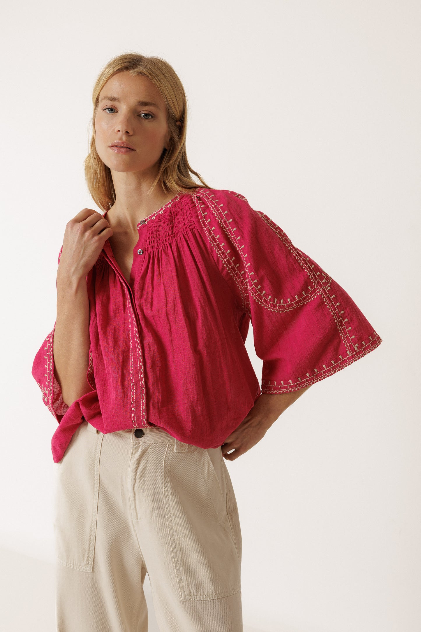Indi & Cold Pink Stitch Top