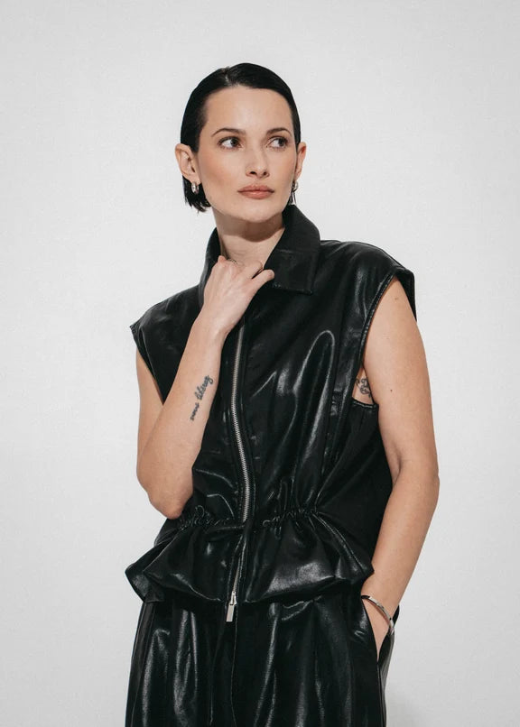 Jane Lushka Alora Eco Leather Vest Black