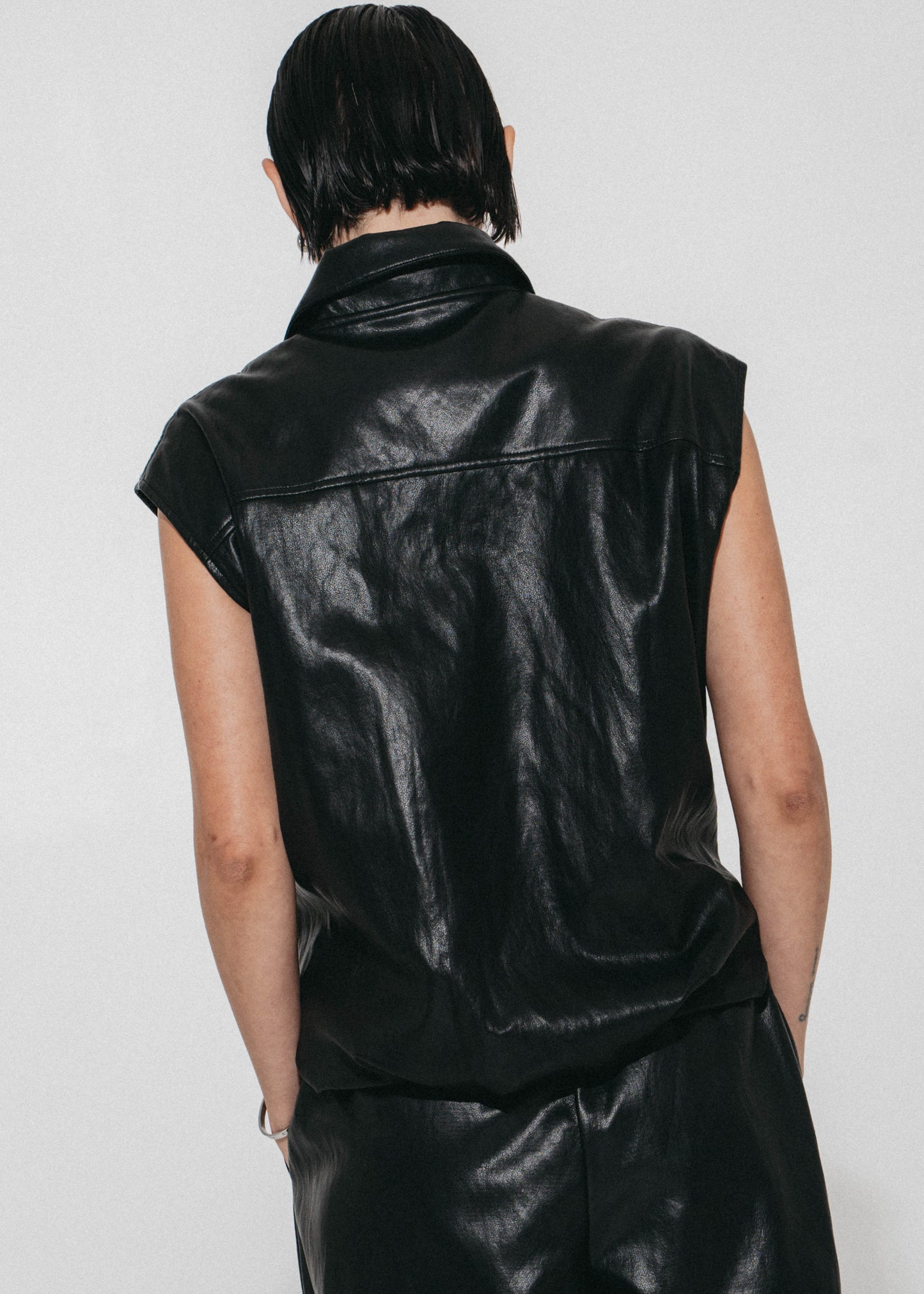 Jane Lushka Alora Eco Leather Vest Black