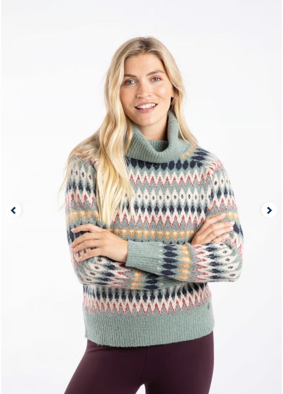 Weird Fish Annecy Eco Fair Isle Roll Neck Jumper - Sea Mist