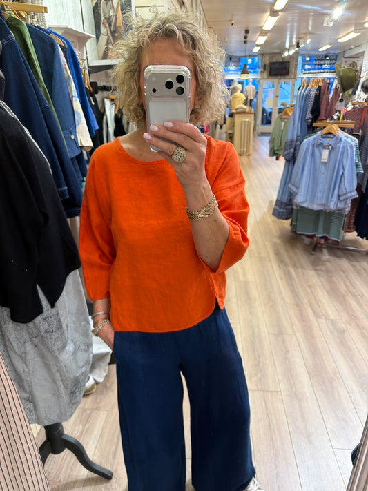 Luukaa Solara Linen Top Orange