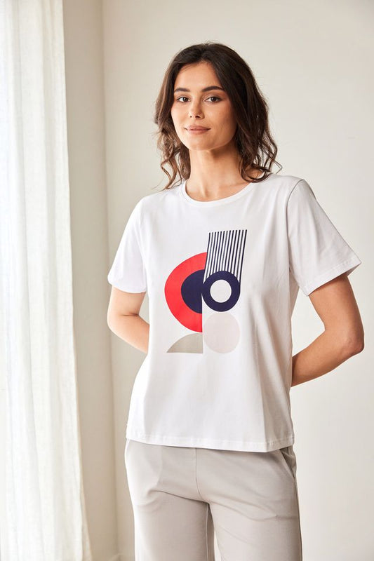 Peruzzi Circle Print T-Shirt Red