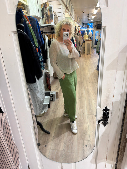 Luukaa Zenya Linen Trousers Green