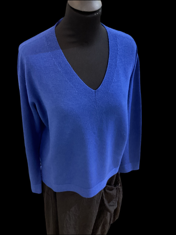 Art V-neck Sweater blue