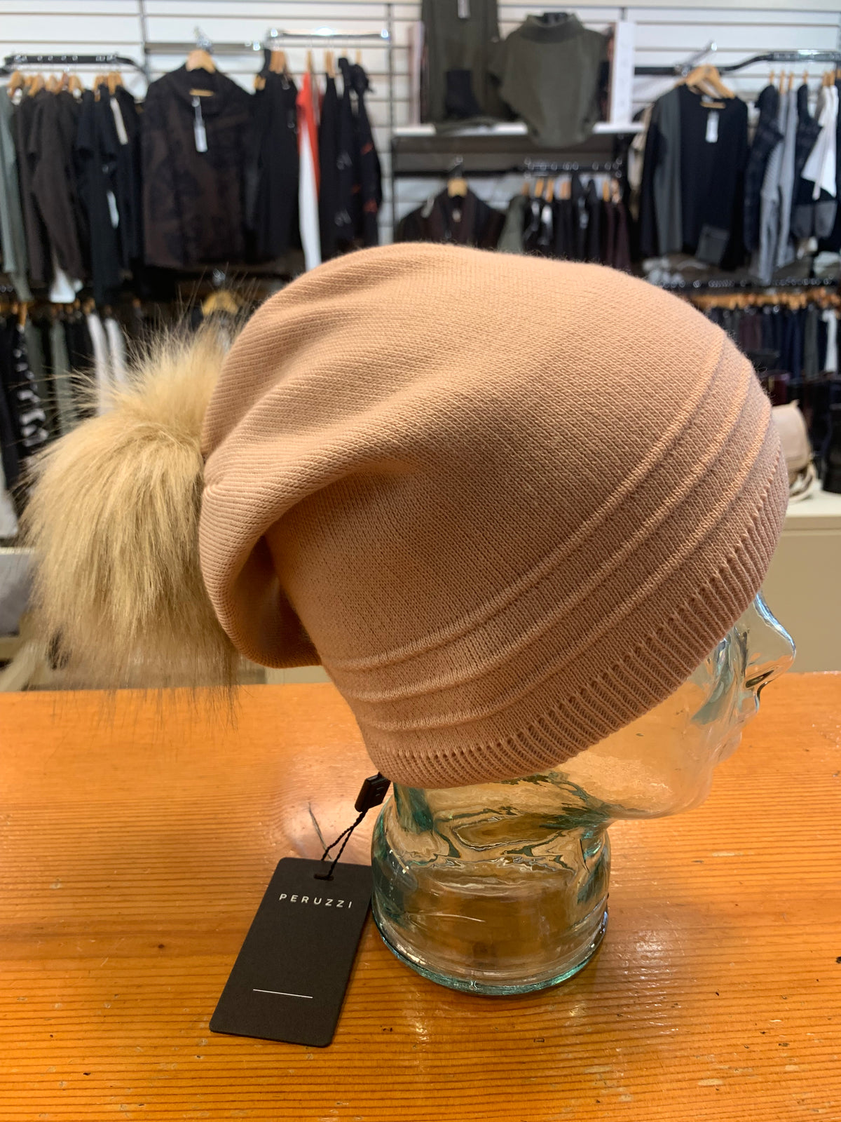 Peruzzi Raised Stripe Slouch Hat Blush Pink