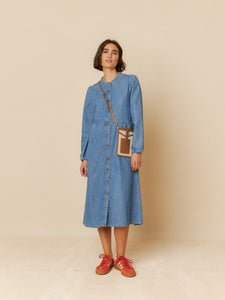 INDI & COLD WASHED-EFFECT DENIM DRESS