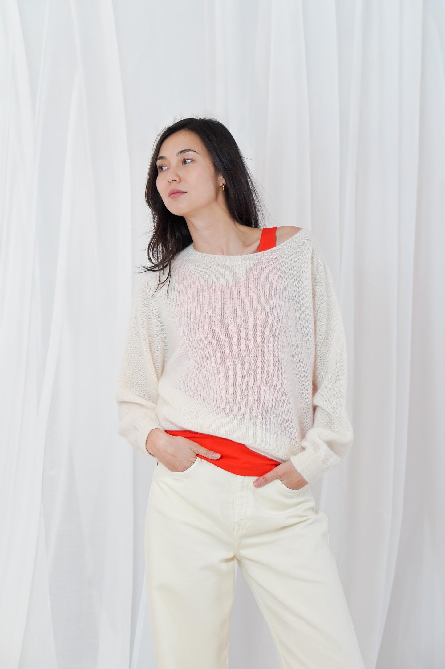 TWNS Sanibel long sleeve boat-neck sweater Snow