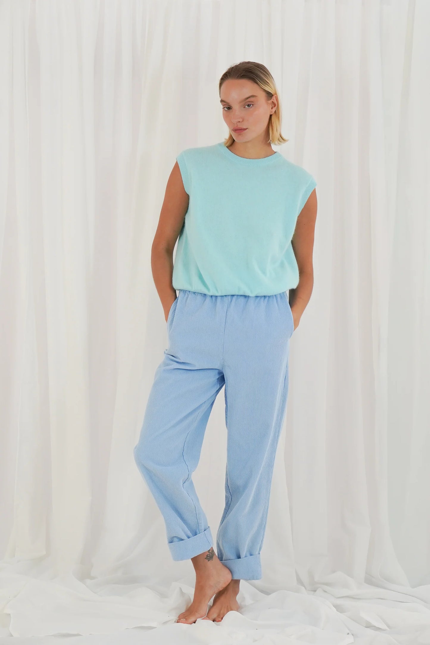 TWNS Durango Sleeveless Round- Neck Jumper Aqua
