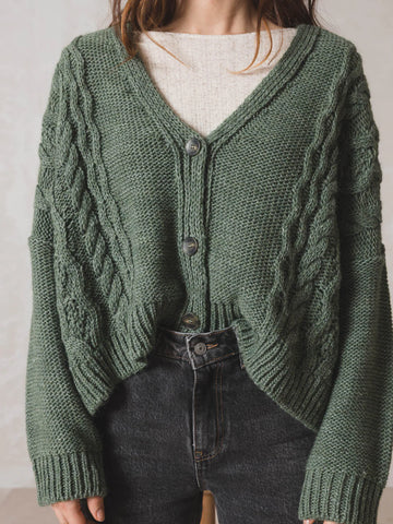 Indi & Cold Knit Cardigan Khaki