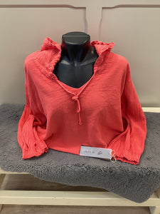 ABACA Rosalind Hooded Blouse Candy