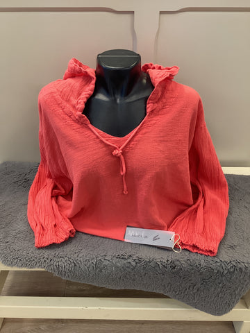 ABACA Rosalind Hooded Blouse Candy