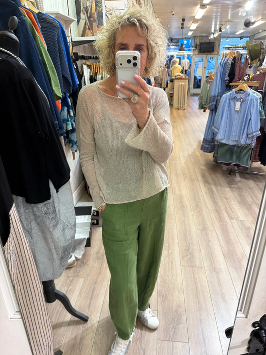 Luukaa Zenya Linen Trousers Green
