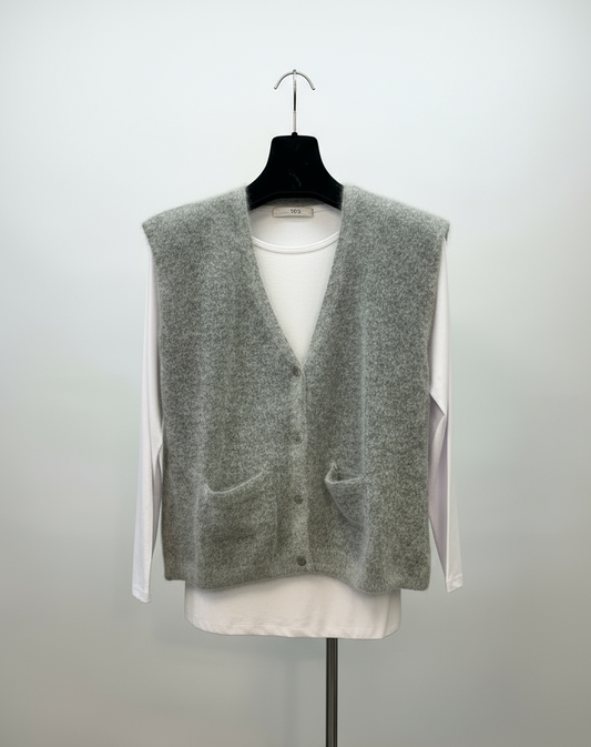 TWNS Castlerock sleeveless Cardigan Mottled Dark Grey