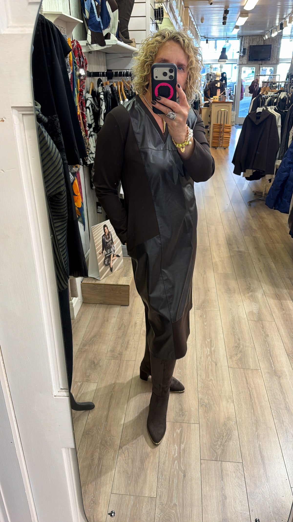 Peruzzi Faux Leather Dress Brown