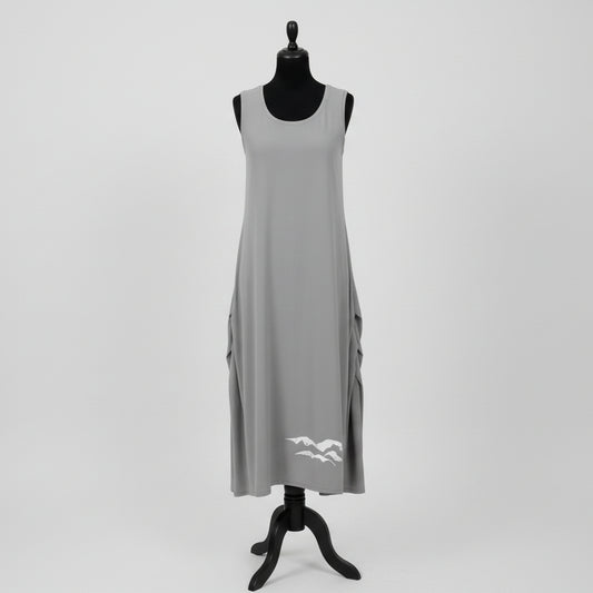 Naya Round Neck Dress With Wave Placement Dove