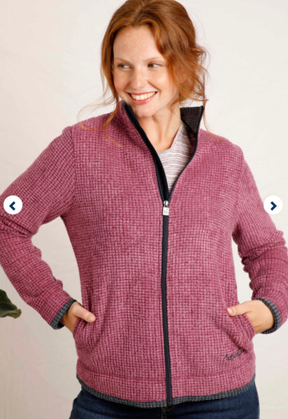 Weird Fish Ariana Grid Fleece- Mulberry