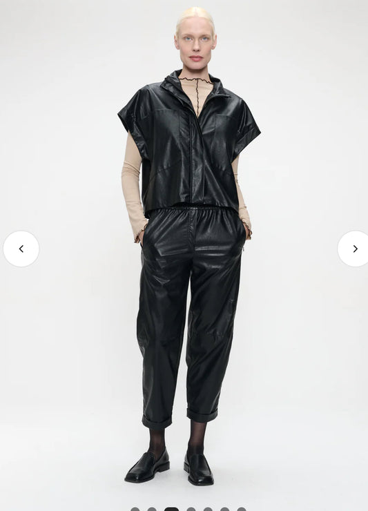 Jane Lushka Paola eco leather blouse black