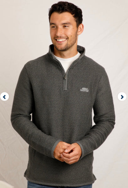 Weird Fish 1/4 Zip Stern Macaroni- Dark Grey