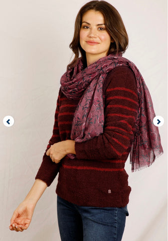 Weird Fish Alverton Printed Scarf- Crushed Berry