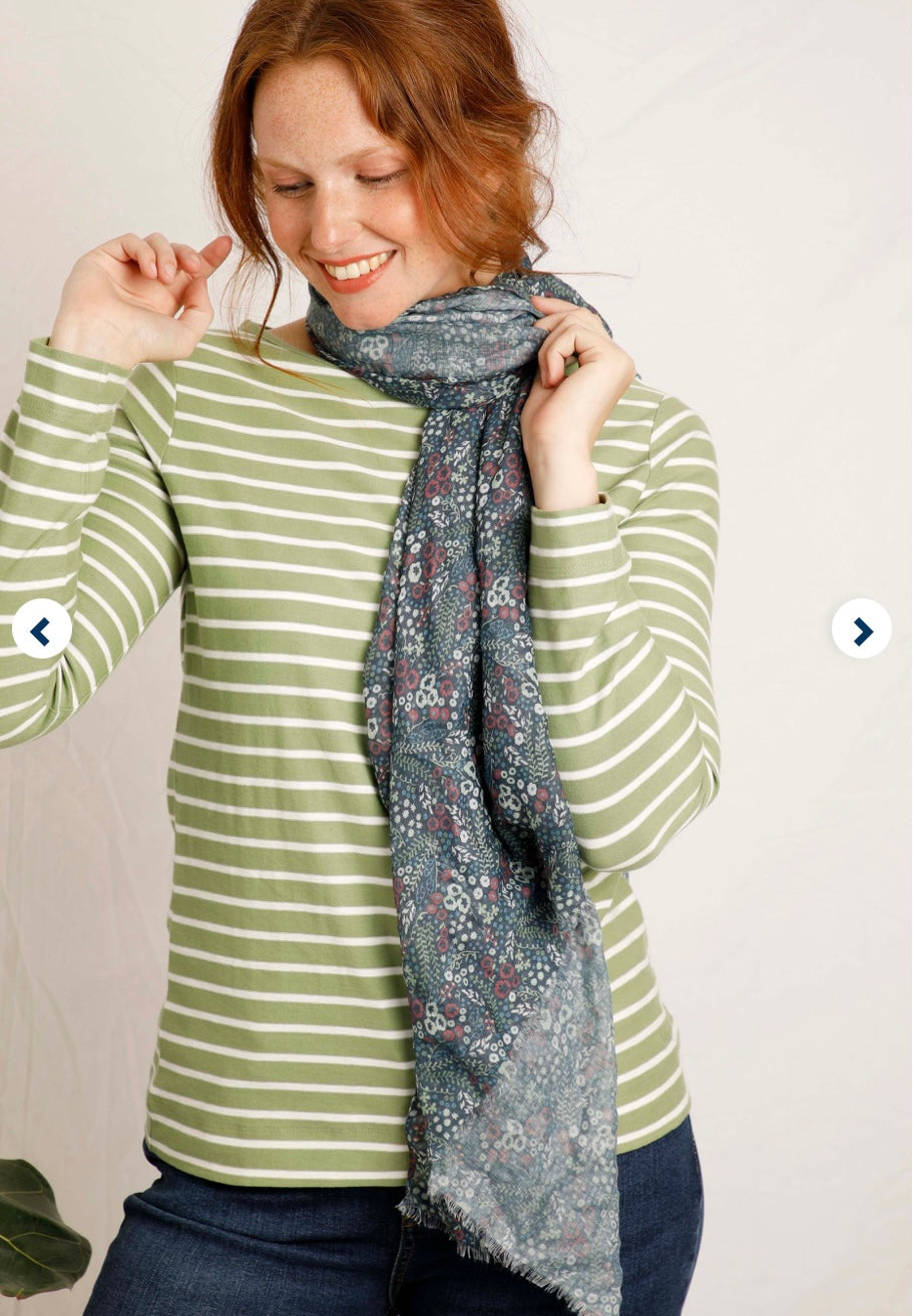 Weird Fish Alverton Printed Scarf- Navy