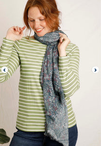 Weird Fish Alverton Printed Scarf- Navy