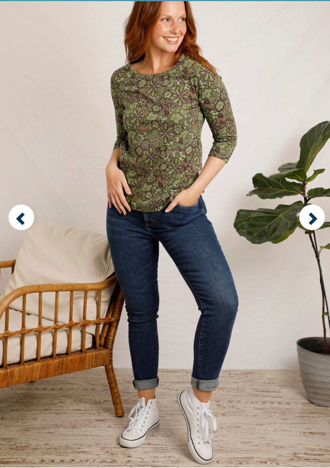 Weird Fish Pinto 3/4 sleeve Tshirt- Green