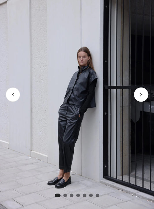 Jane Lushka Paola eco leather blouse black