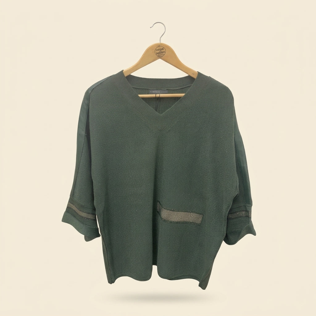 Peruzzi Pleather Trim Knit Green