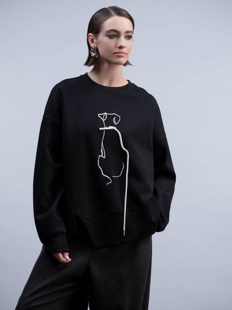 Haako Dog Detail Sweater Black