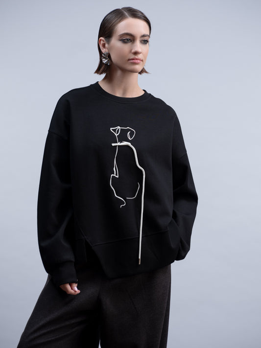 Haako Dog Detail Sweater Black
