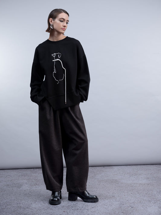 Haako Dog Detail Sweater Black