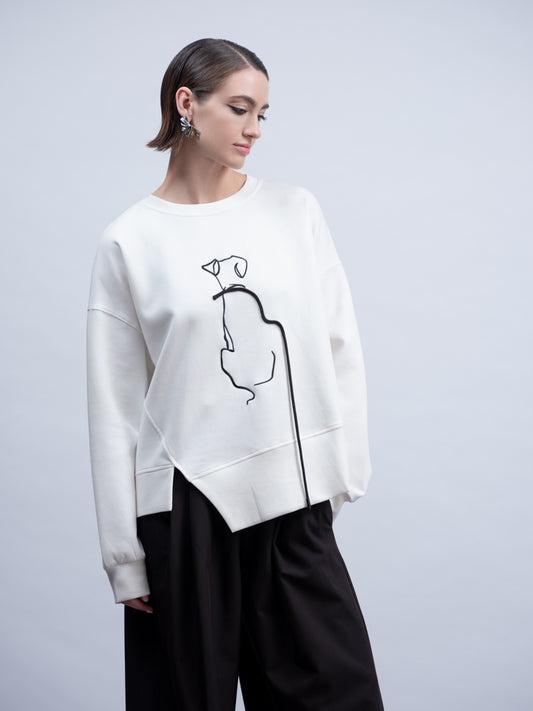 Haako Dog Detail Sweater White