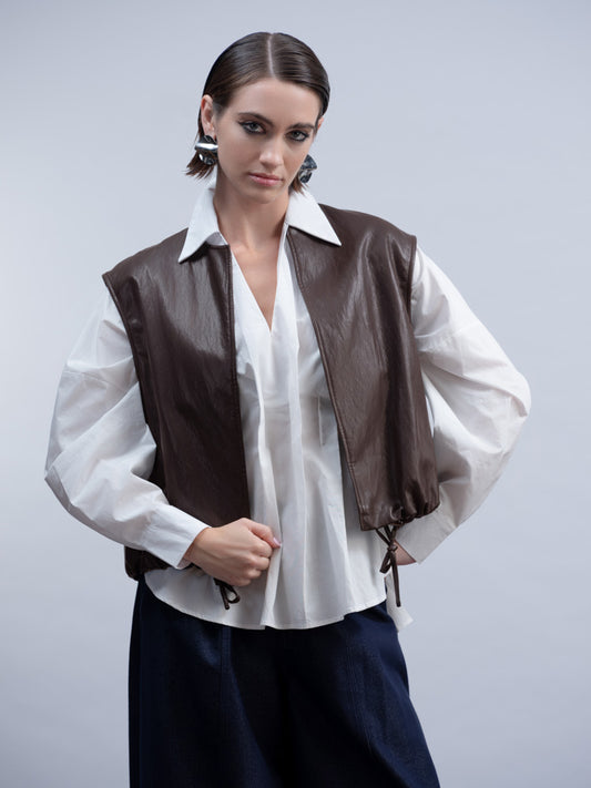HAAKO Faux Leather Jacket Choco