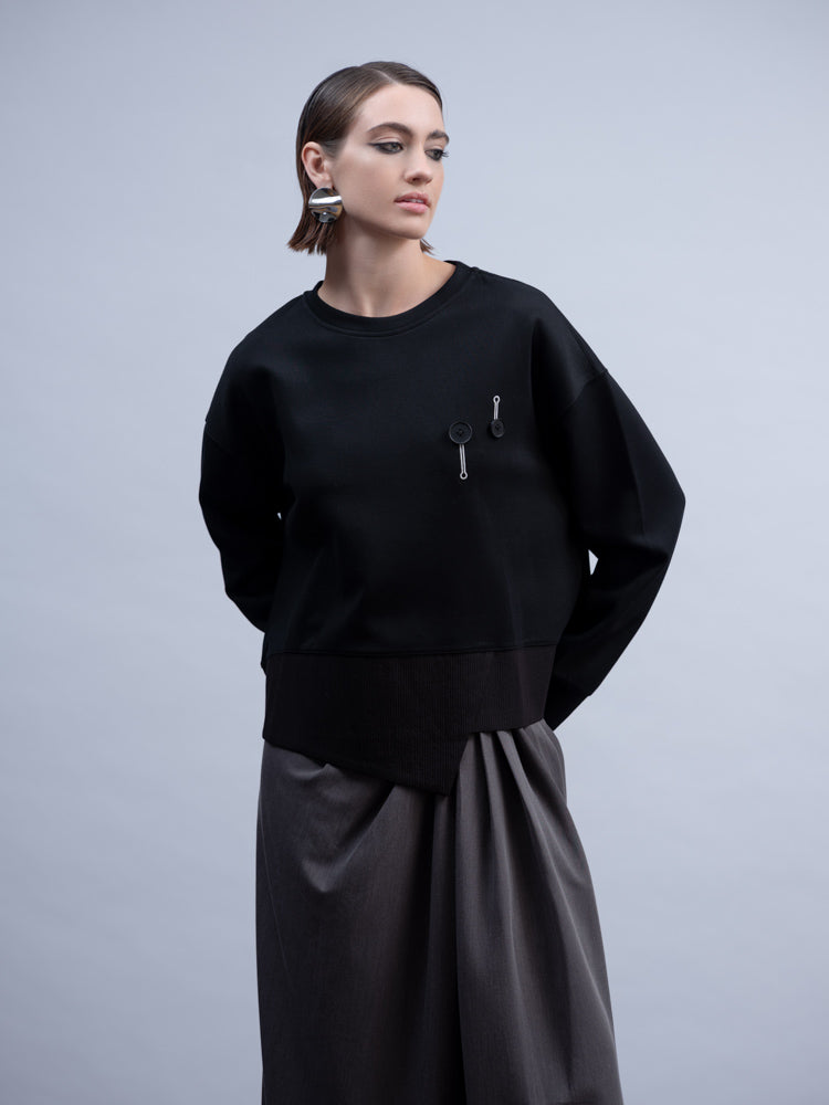 HAAKO Button Sweater  Black