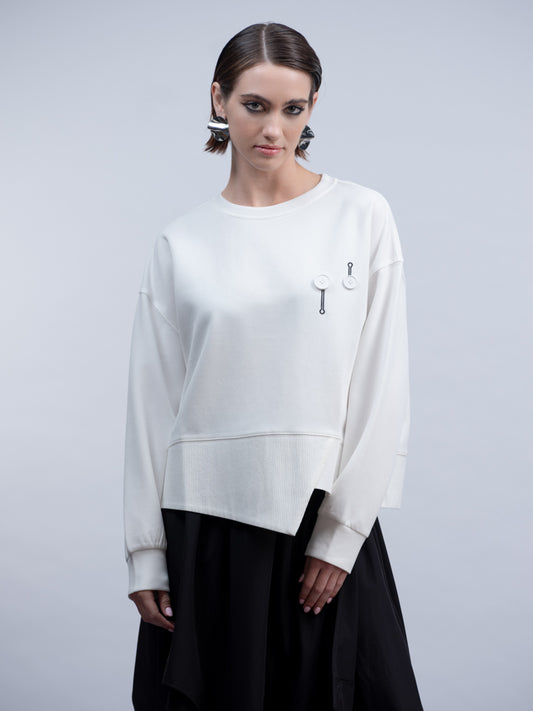 HAAKO Button Sweater White