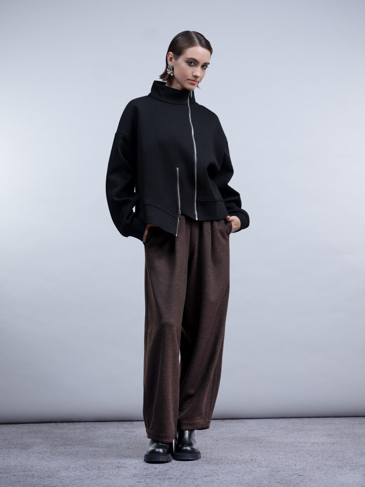 Haako Black Asymmetric Two Zip Jacket