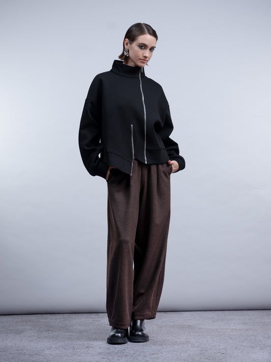 Haako Black Asymmetric Two Zip Jacket