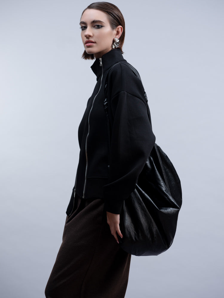 Haako Black Asymmetric Two Zip Jacket