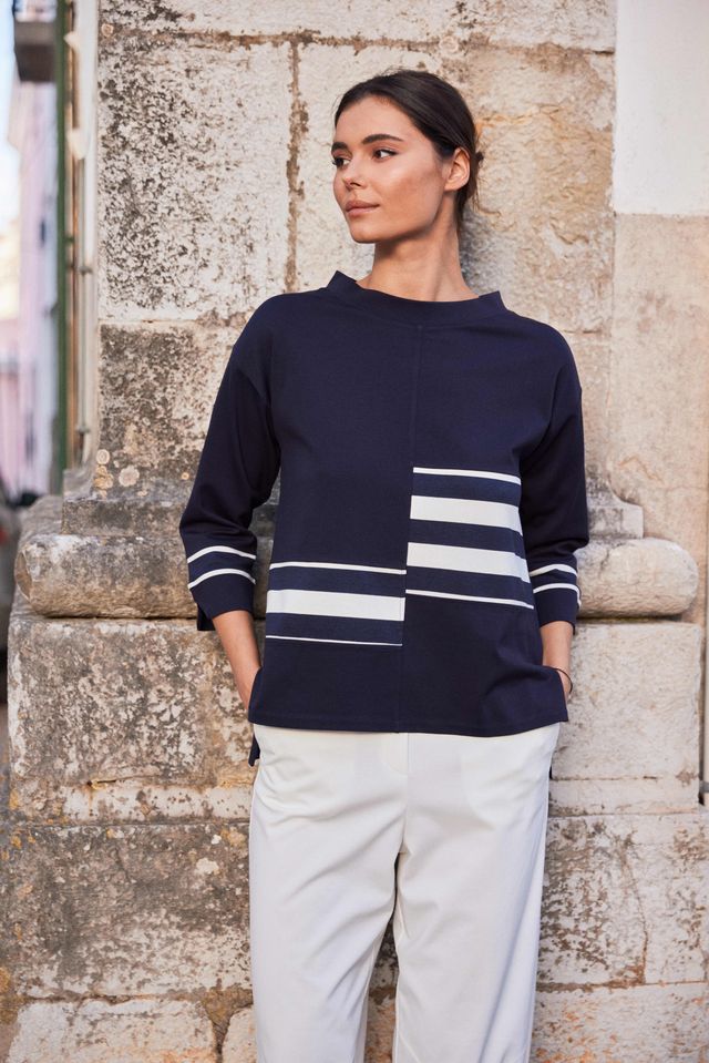 Peruzzi Stripe Top Navy